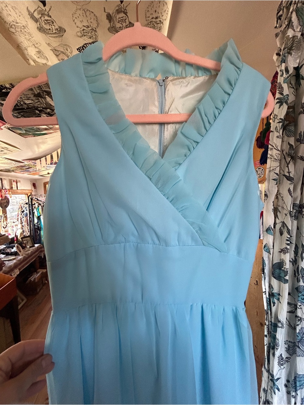 Classic Light Blue Sleeveless V-Neck Dress